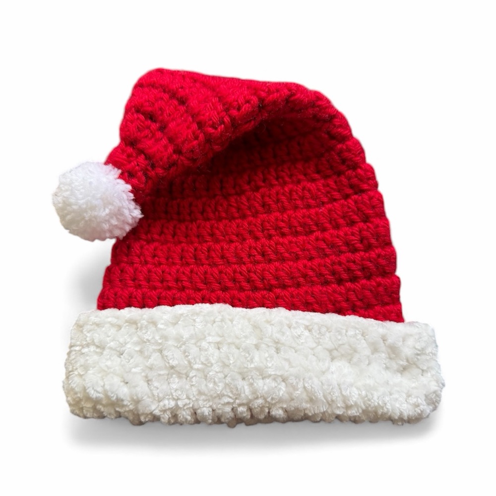 Crochet Handmade Christamas Unisex Holiday Santa Cap Knit Baby Hat 0-6 Months